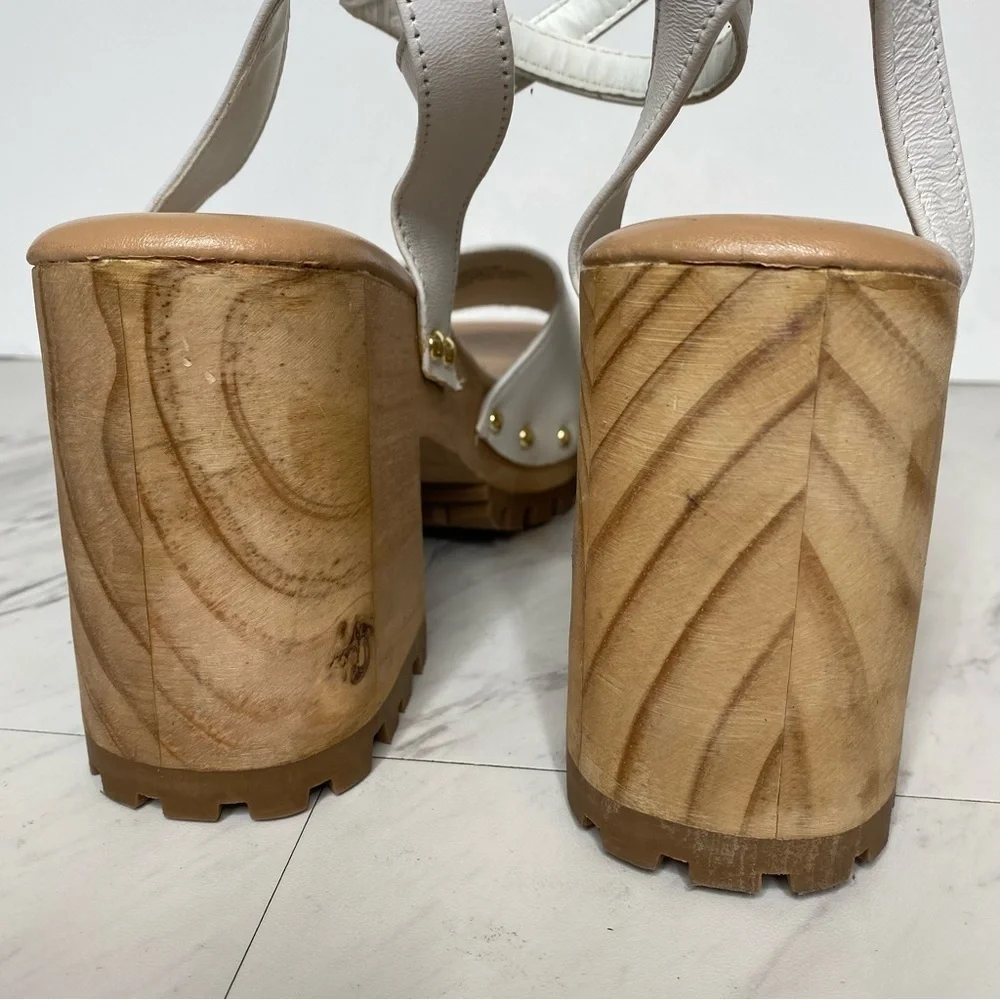 New! Steve Madden Ocala White Leather Platform Sandal 9.5 M